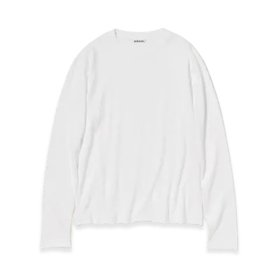 AURALEE Women's Brushed Organic Cotton Jersey L/S Tee "White"