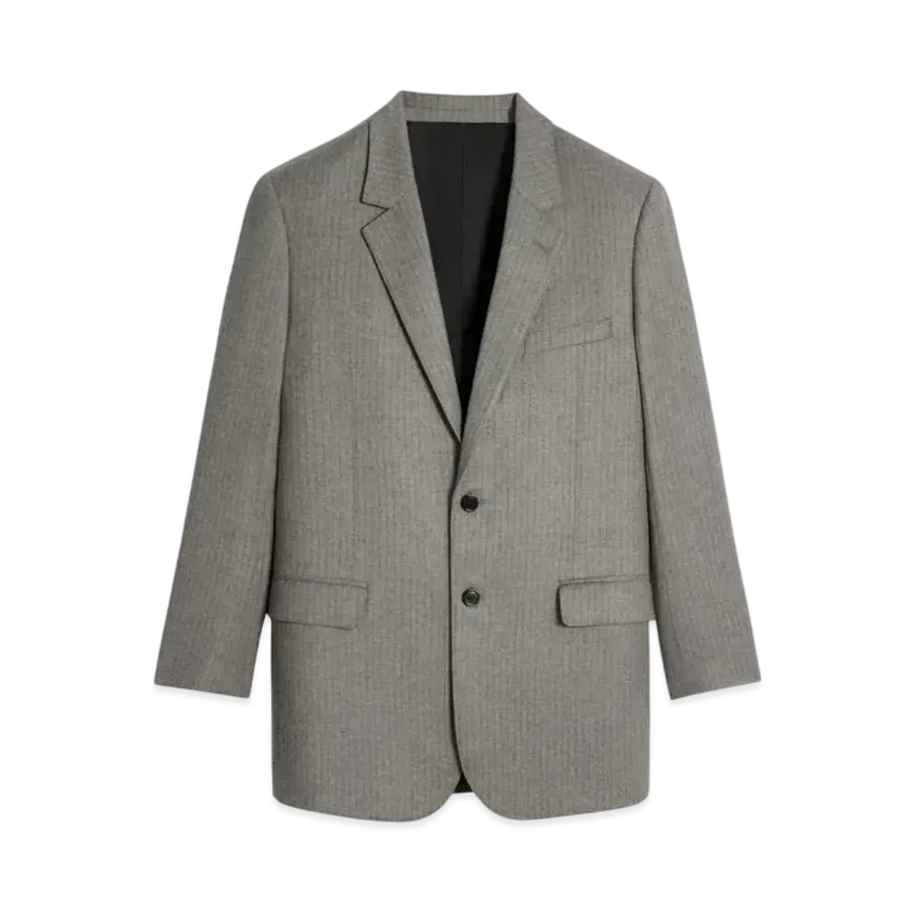 CELINE Women's BNF Blazer in Striped Flannel "Beton/Anthracite"