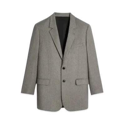 CELINE Women's BNF Blazer in Striped Flannel "Beton/Anthracite"