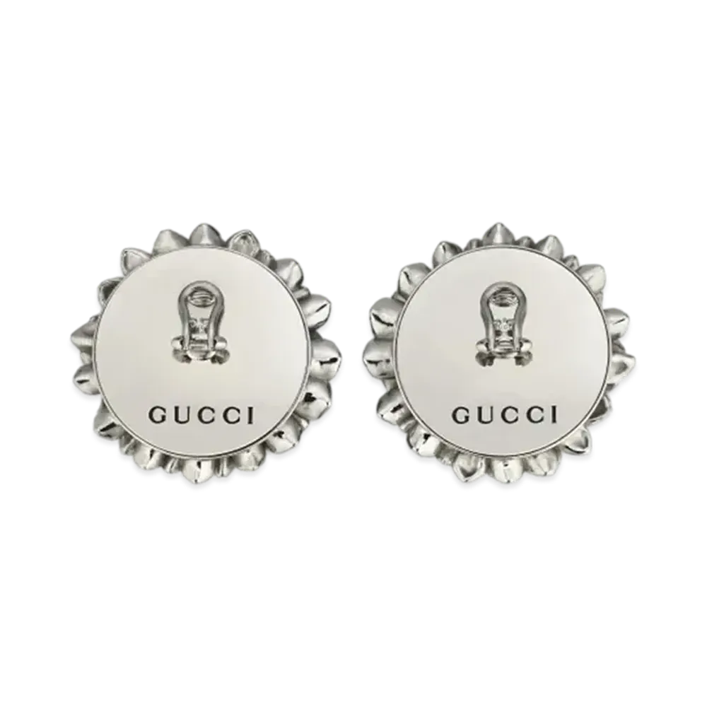 GUCCI Interlocking G Flower Earrings "Palladium"