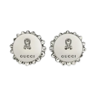 GUCCI Interlocking G Flower Earrings "Palladium"