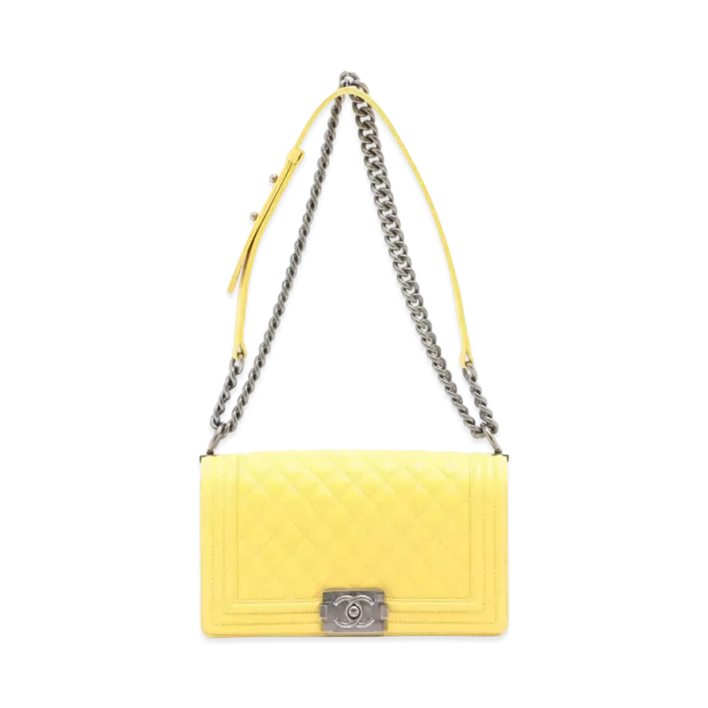 CHANEL Lambskin Matelasse Boy Chanel "Yellow"