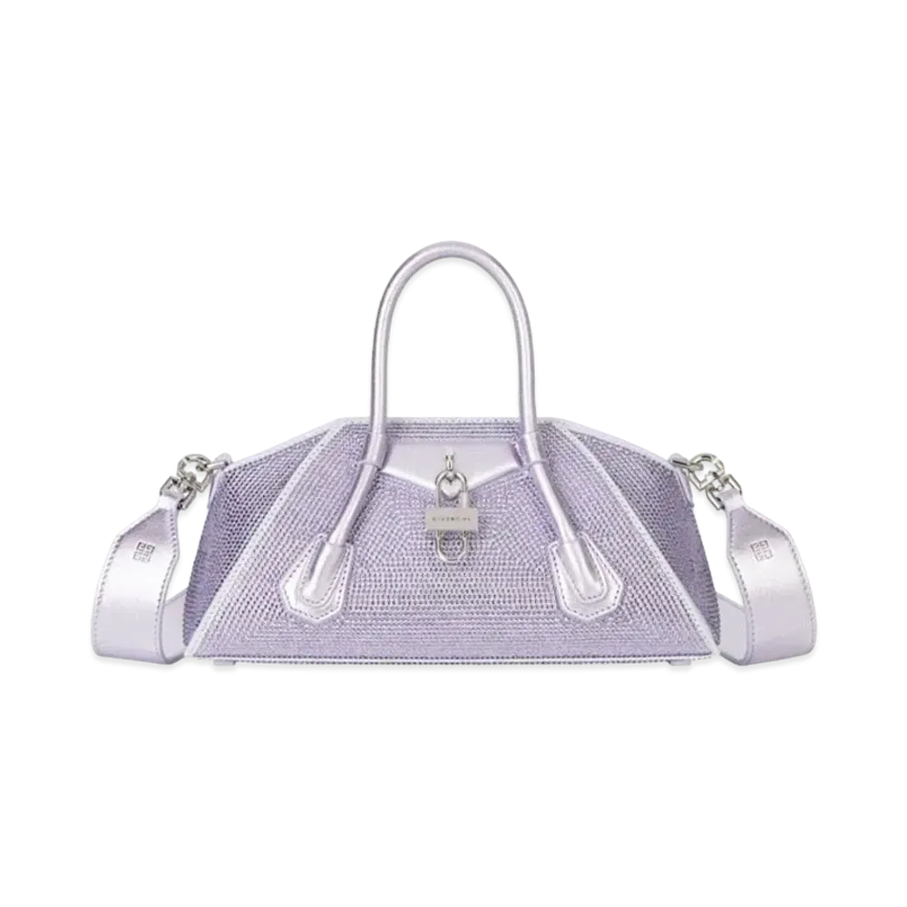 GIVENCHY Mini Antigona Stretch Bag In Satin with Strass "Lavender"