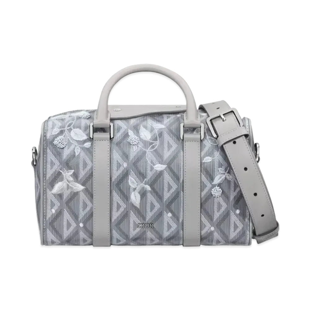 Dior Lingot 26 Bag CD Diamond Canvas Lily Of The Valley Embroidery "Gray"