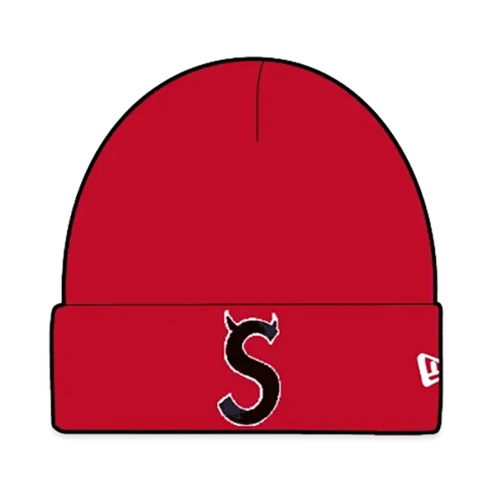 Supreme New Era Devil S Logo Beanie "Red"