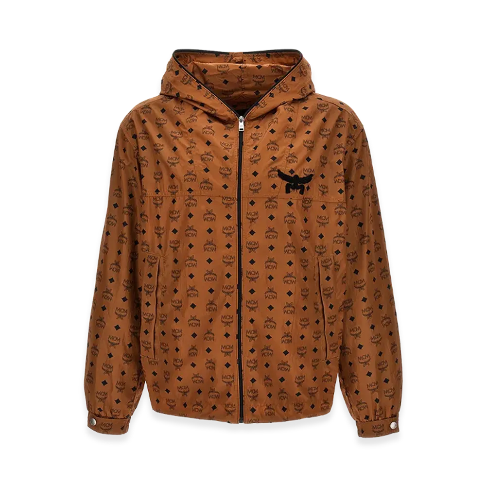 MCM Logo Print Hooded Jacket "Brown"