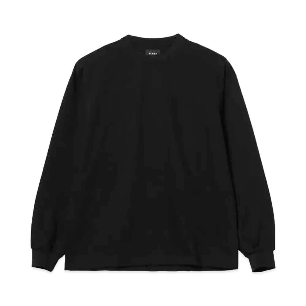 BEAMS Cotton Jersey Long Sleeve T-Shirt "Black"