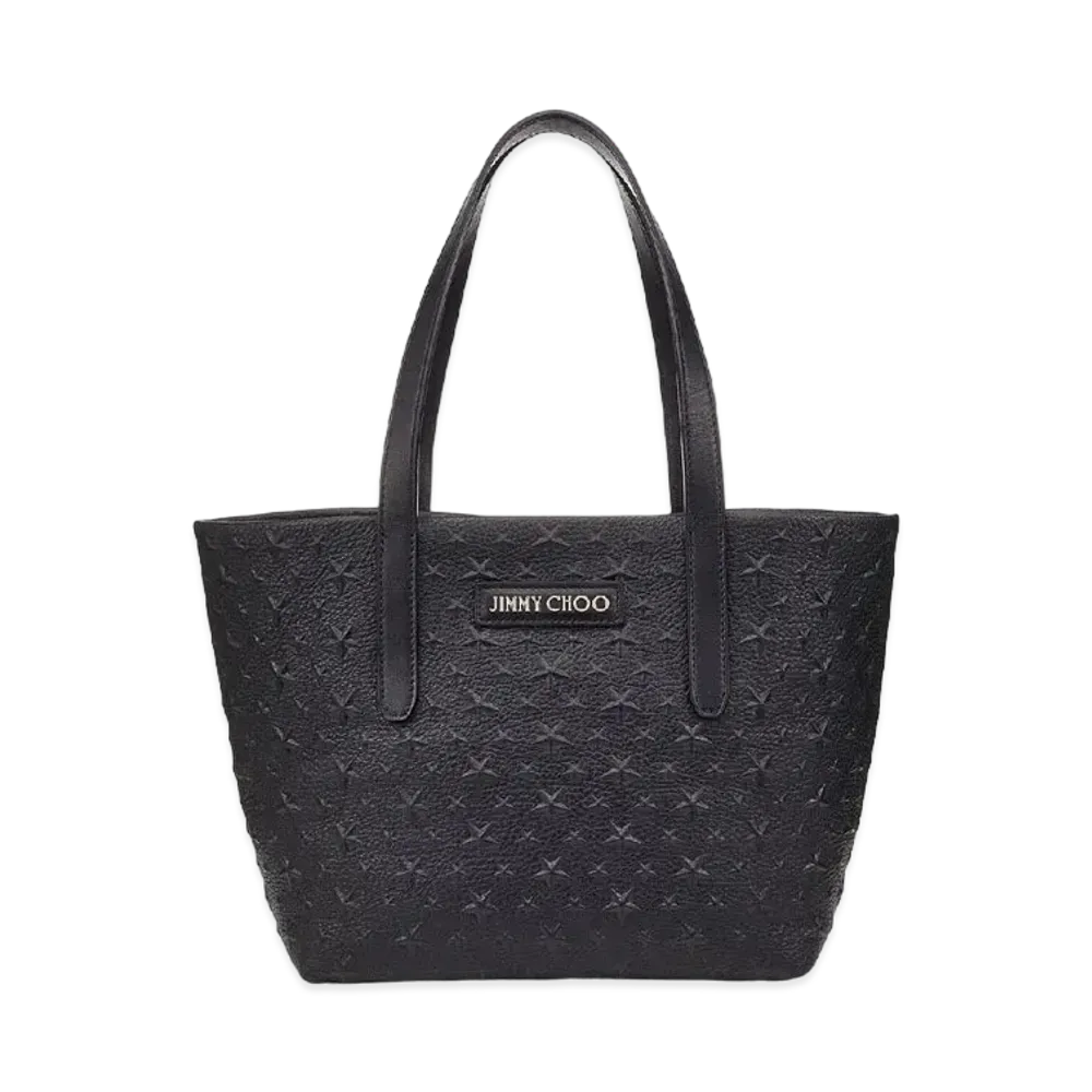 Jimmy Choo Sofia/S Star Embossed Grainy Leather Tote Bag "Black"
