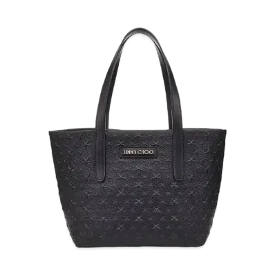 Jimmy Choo Sofia/S Star Embossed Grainy Leather Tote Bag "Black"