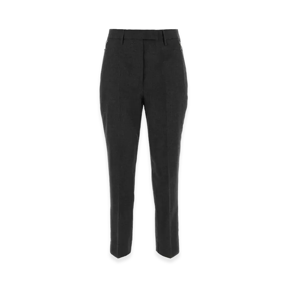 PRADA Women's Wool Pant "Melange Graphite Gray"
