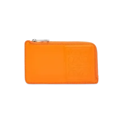 LOEWE Coin Cardholder in Satin Calfskin "Bright Orange"