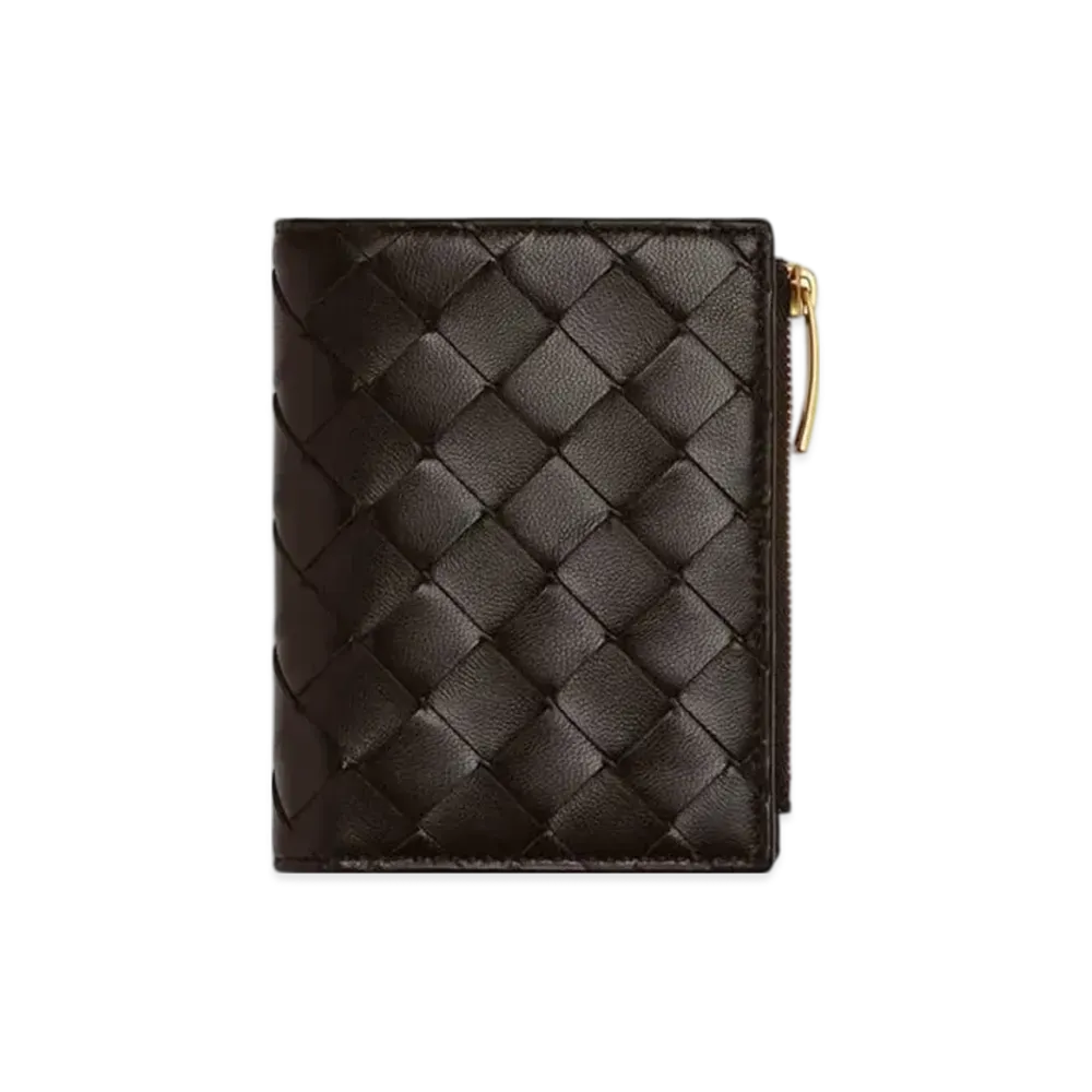 Bottega Veneta Intrecciato Small Bi-Fold Wallet "Fondente"