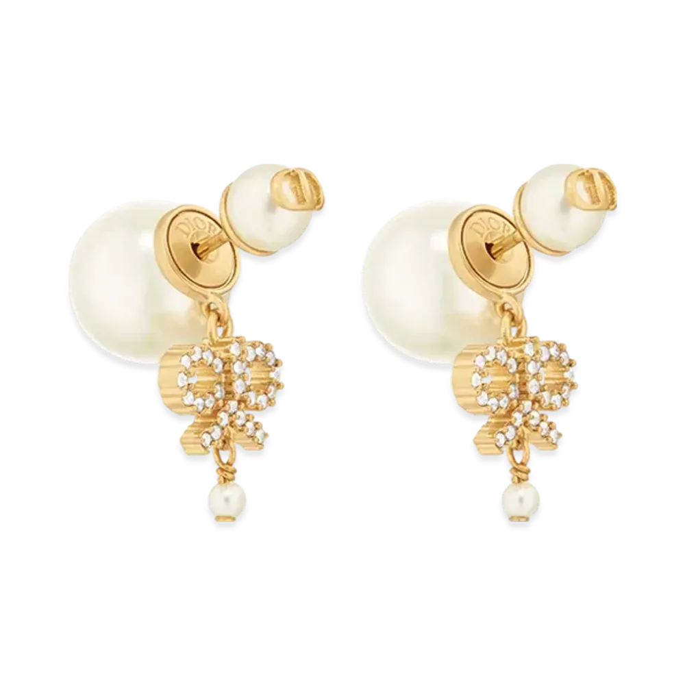 Dior Tribales Earrings Metal with Resin Pearls and Crystals "Gold/White/Silver"