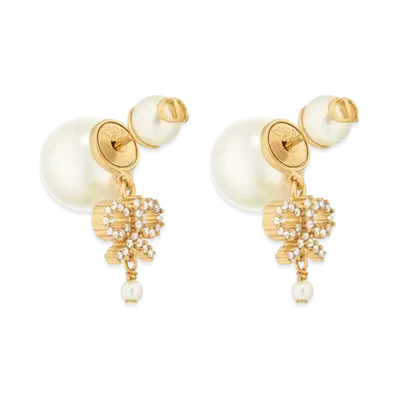 Dior Tribales Earrings Metal with Resin Pearls and Crystals "Gold/White/Silver"