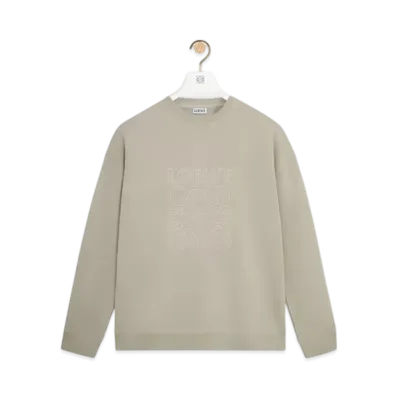 LOEWE Men's Regular Fit Sweatshirt in Cotton "Dark Beige"
