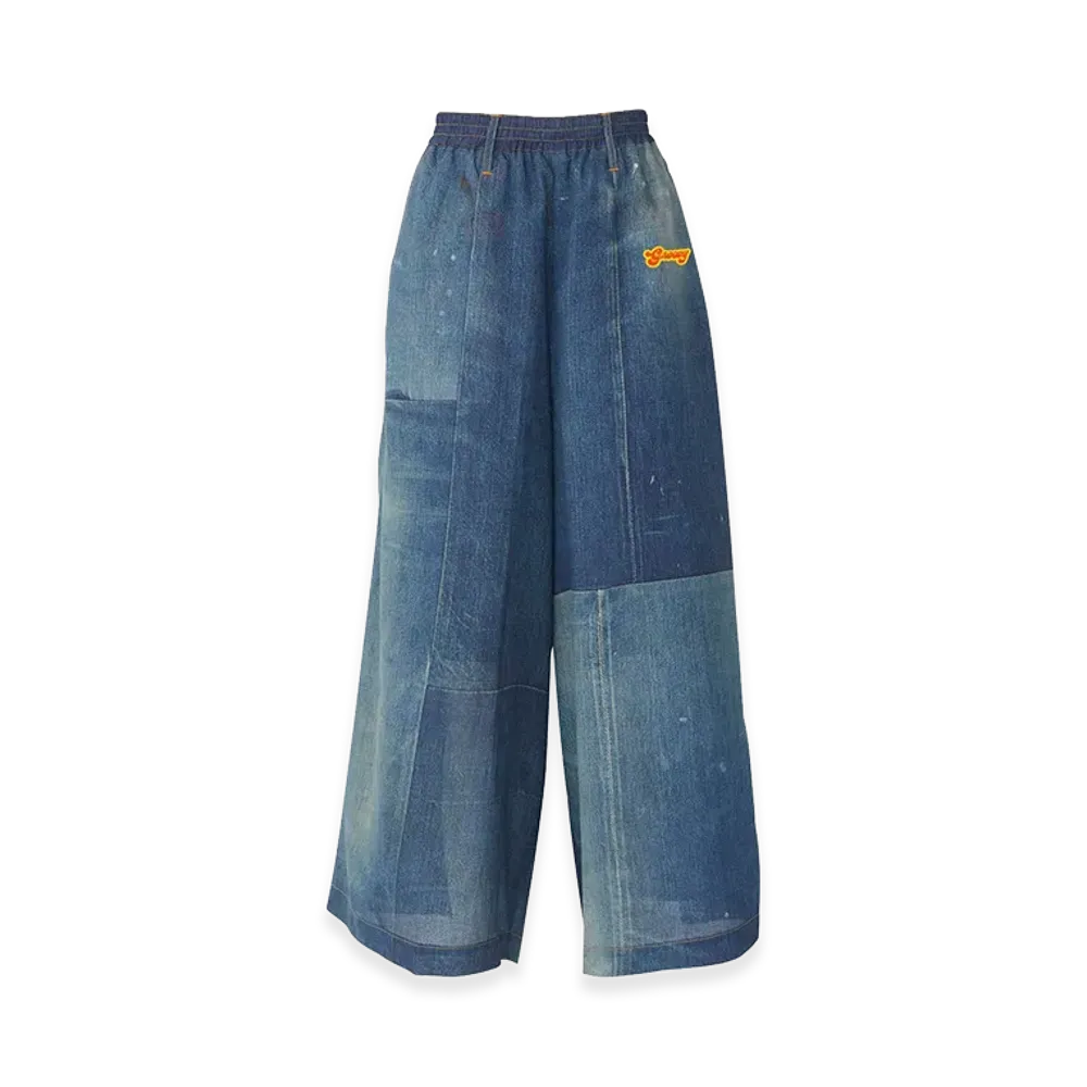 HYSTERIC GLAMOUR Women's Hysteric Glamour Denim Print Easy Pants "Other Blue"
