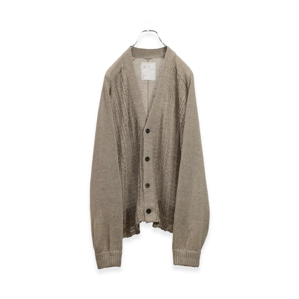 ANCELLM Laced Knit Cardigan "Beige"