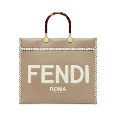 FENDI Sunshine Medium Contrast Leather Shopper Bag "Dub Gray"