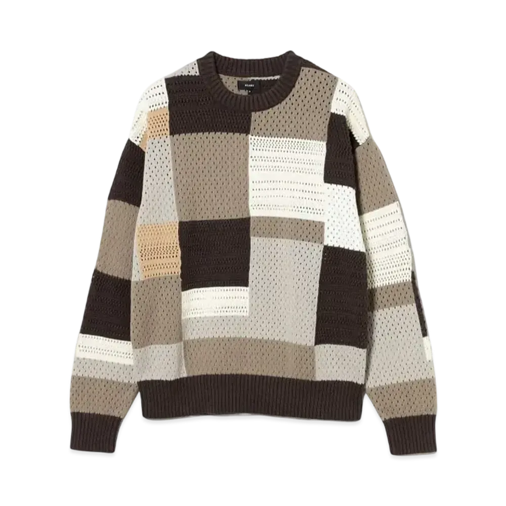 BEAMS Crazy Crew Neck Knit "Brown/Beige/White"