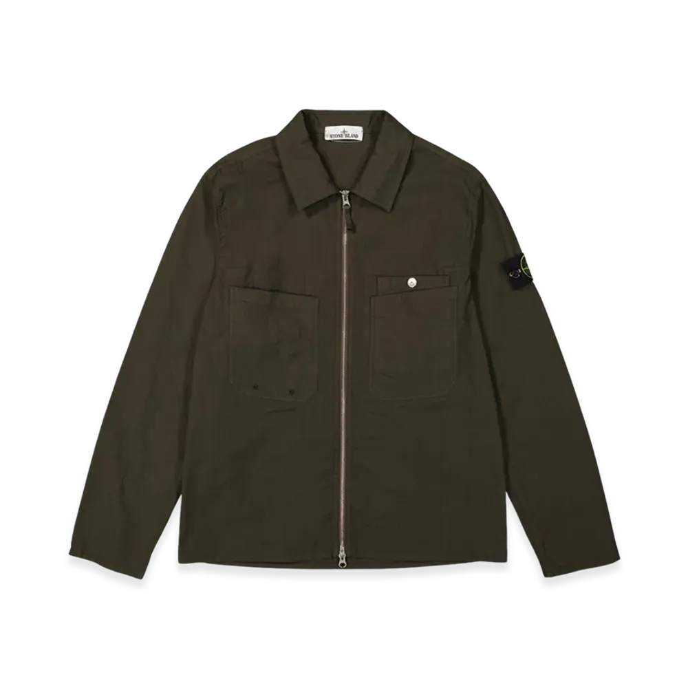 Stone Island 1200012 Mil-Spec Stretch Ripstop-TC Overshirt with Chest Pockets and Two-Way Zip - 25SS "Military Green"