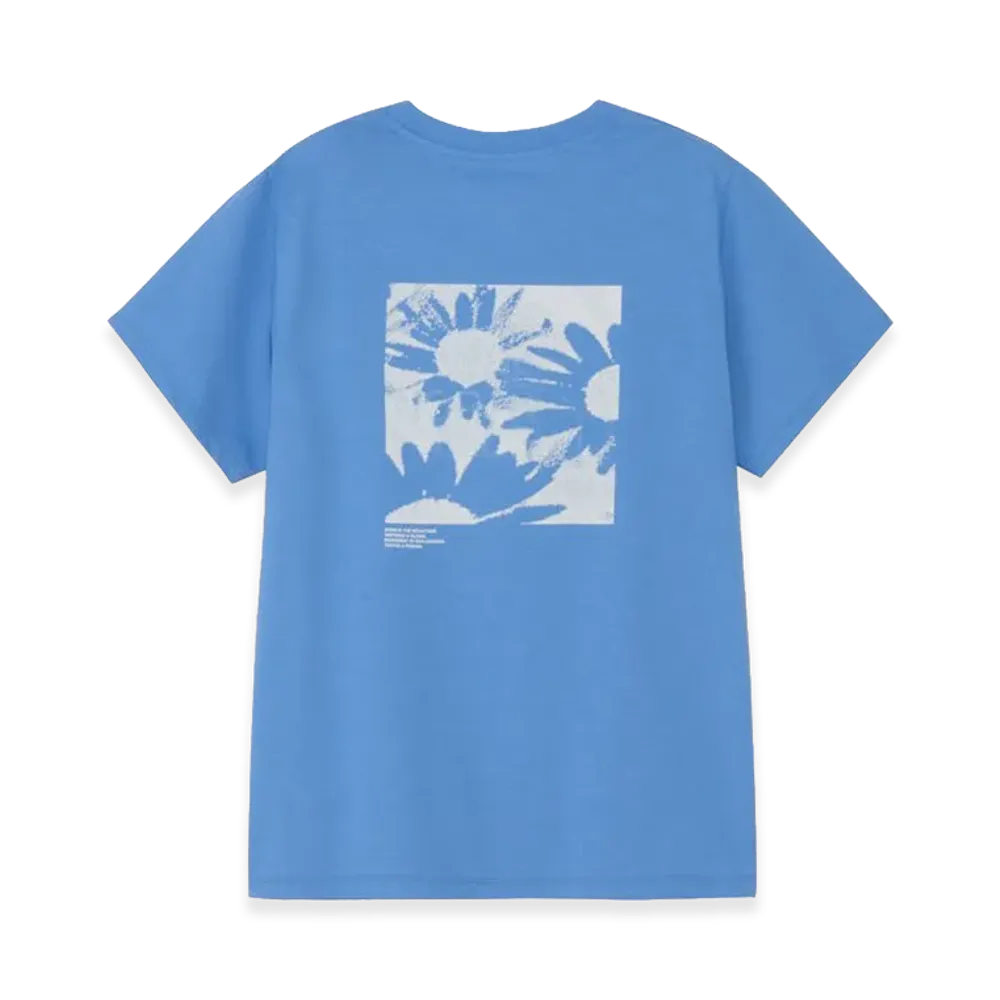 The North Face Women's Short Sleeve ES Flower Box Logo Tee "Marina Blue"