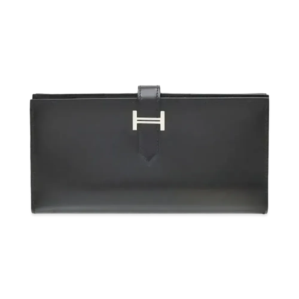 Hermes Bearn Soufflet Box Calf "Noir/Silver"