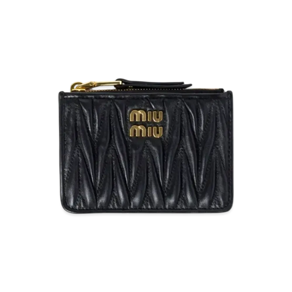 MIUMIU Matelasse Nappa Leather Card Holder "Black"