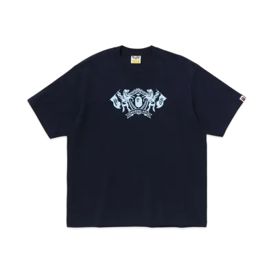 A BATHING APE College Logo Relaxed Fit Tee "Navy"