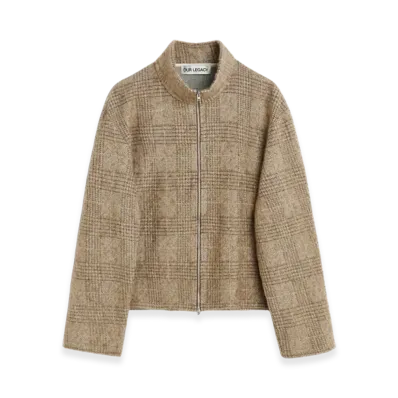 OUR LEGACY Shrunken Fullzip Polo "Beige Hound Check"