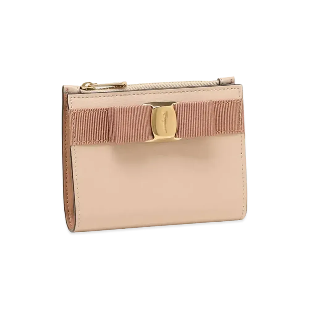 Salvatore Ferragamo Vara Bow Compact Wallet "New Blush/Mangiarotti Carrara"