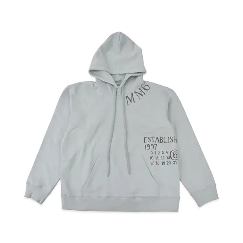 MM6 Maison Margiela Men's Printed Logo Hoodie "Blue Green"