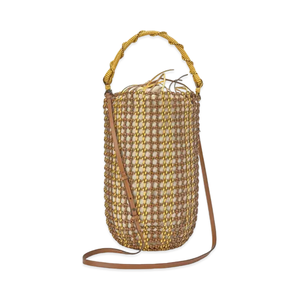 LOEWE Bucket Mesh Bag In Calfskin "Tan/Yellow"