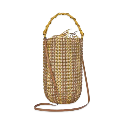 LOEWE Bucket Mesh Bag In Calfskin "Tan/Yellow"