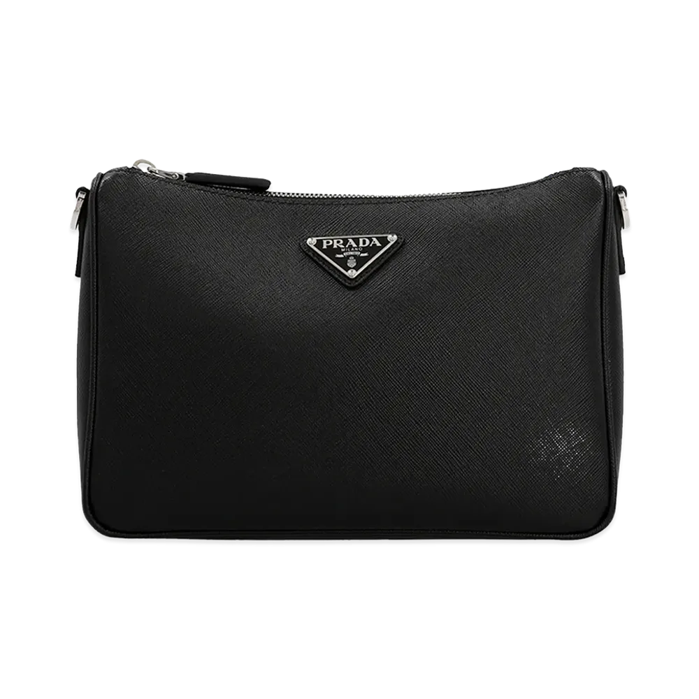 PRADA Re-Nylon & Saffiano Crossbody Bag "Black"