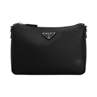 PRADA Re-Nylon & Saffiano Crossbody Bag "Black"