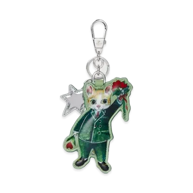 GUCCI x Higuchi Yuko Cat (Boris) Keychain Japan Exclusive "Light Green/Beige/Dark Brown"