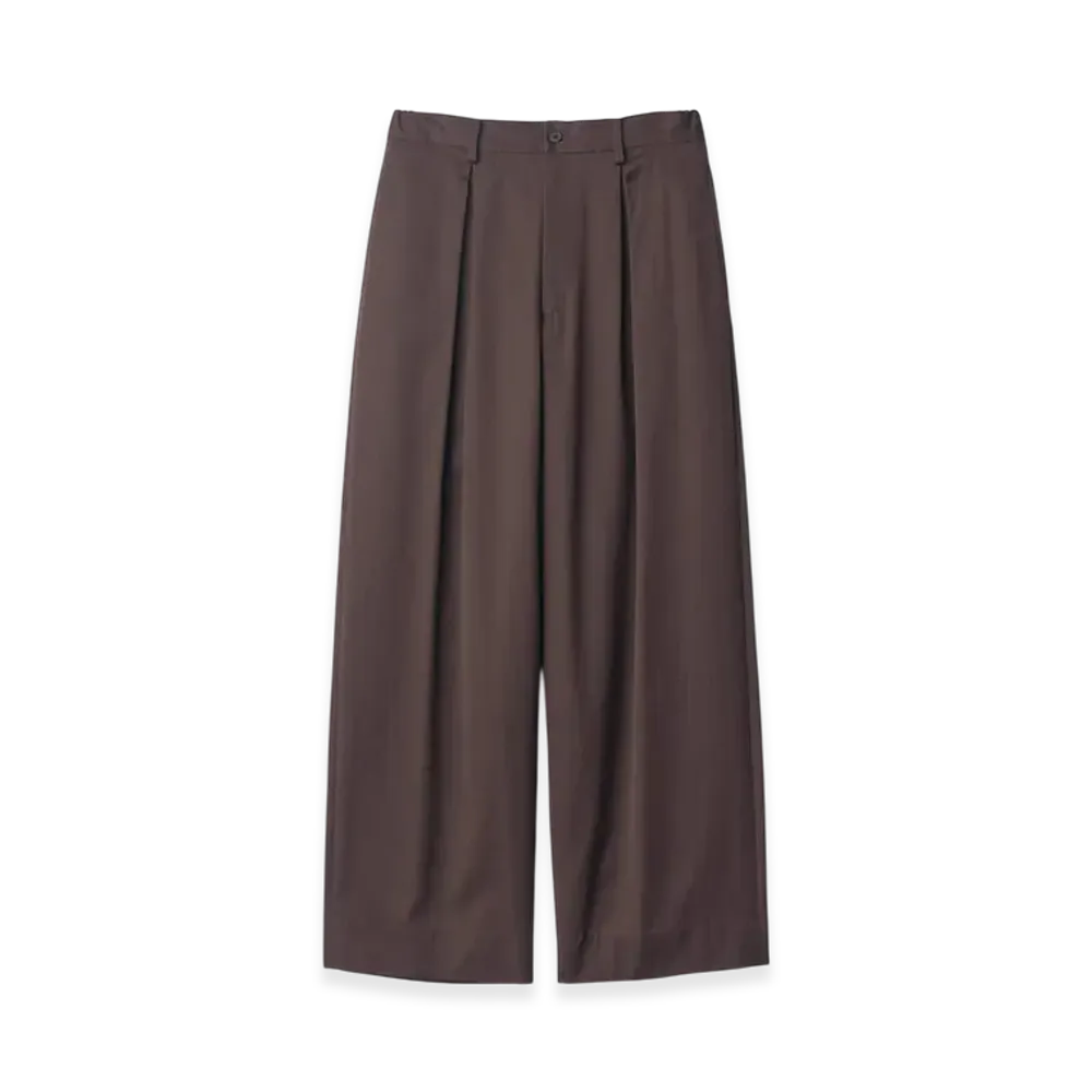 ssstein Cotton Satin Easy Wide Trousers "Dark Brown"