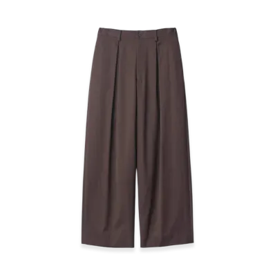 ssstein Cotton Satin Easy Wide Trousers "Dark Brown"