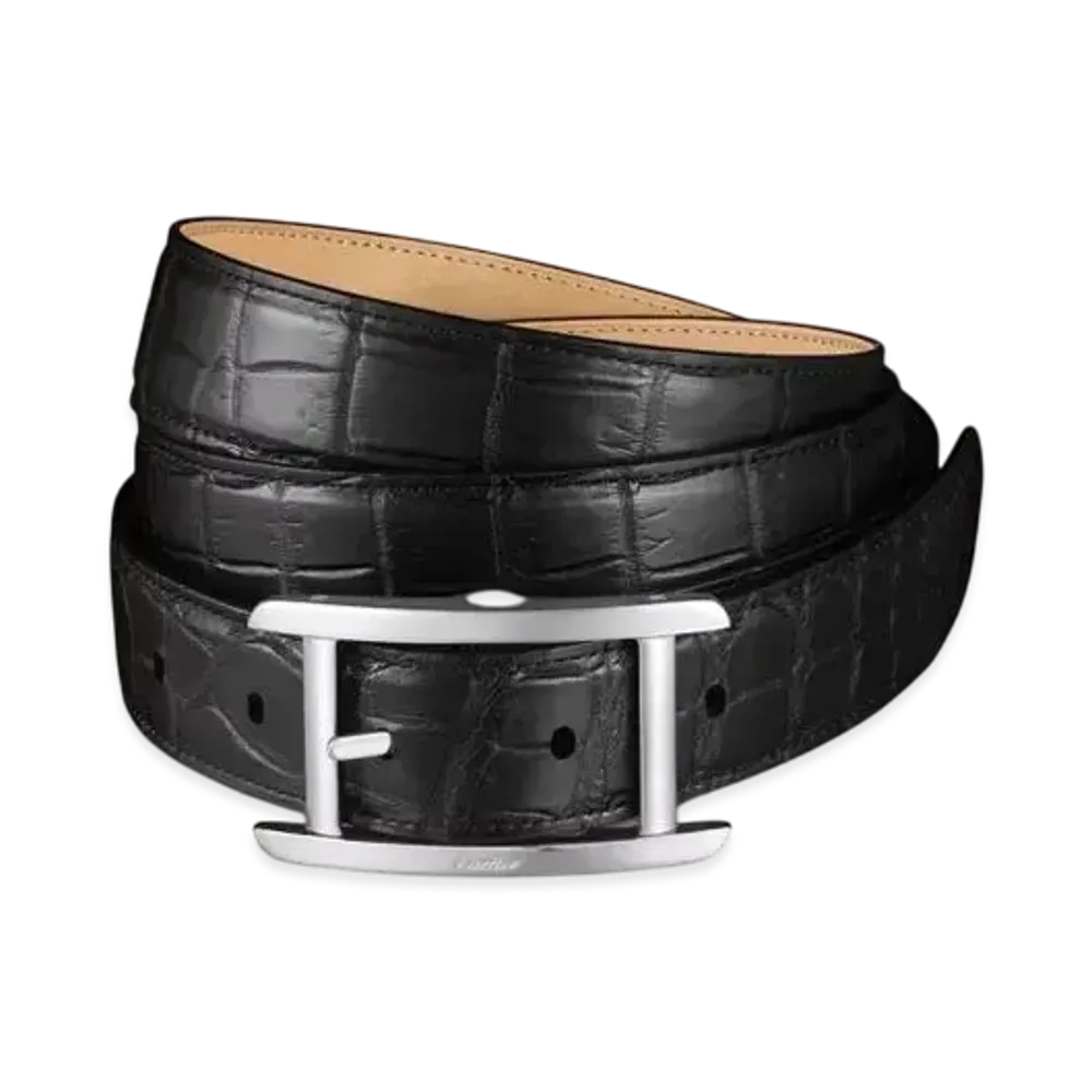 Cartier Belt, Tank Crocodile Skin "Black/Palladium"