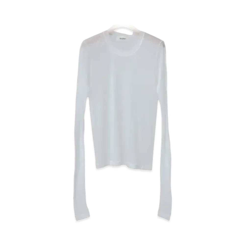 Ernie Palo Sheer rib Crew neck L/S "White"