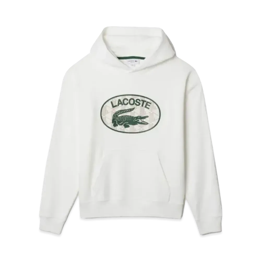 LACOSTE Monogram Motif Print Hood Sweat "White"