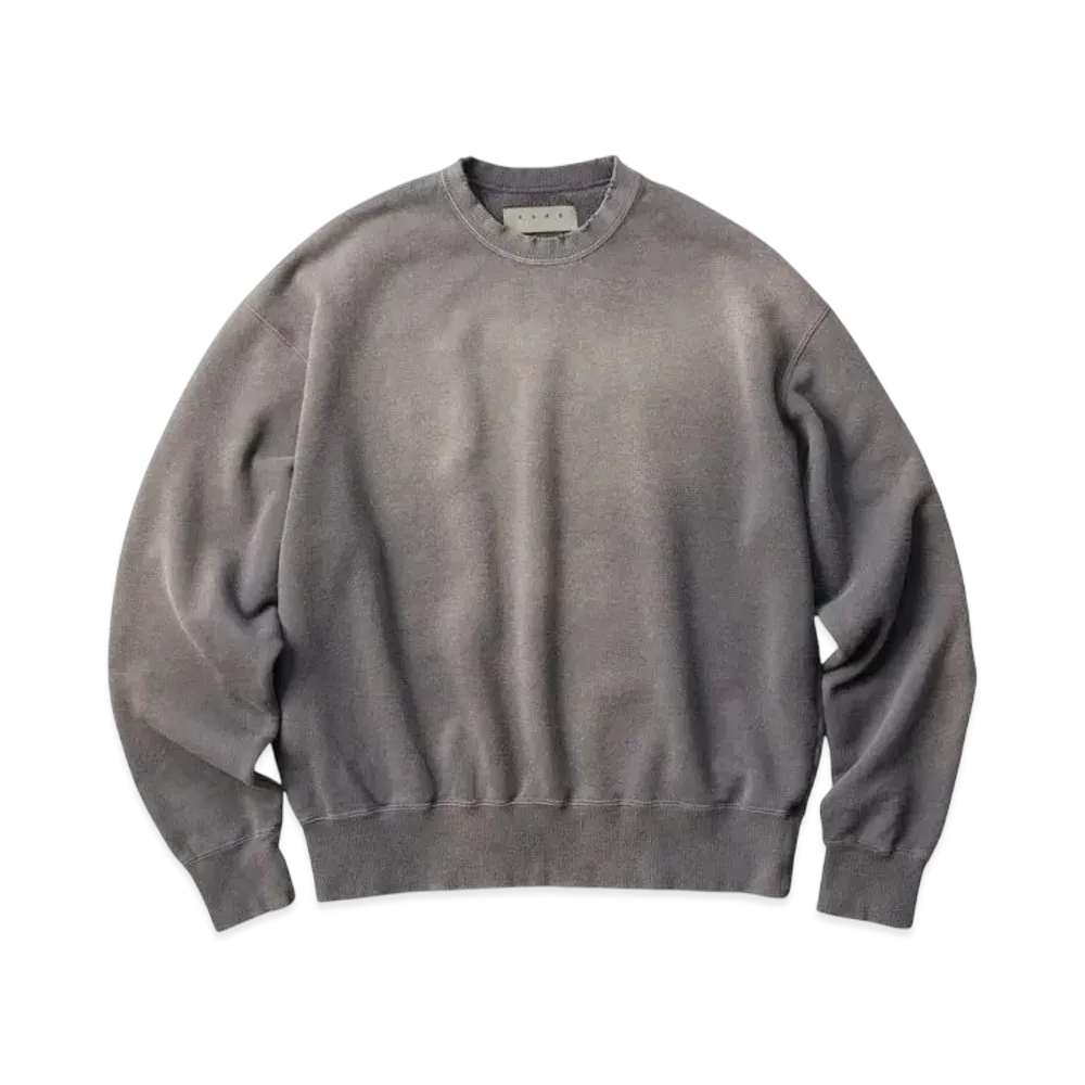 KURO Used Dyed Damage Crew Neck Sweat "Black"