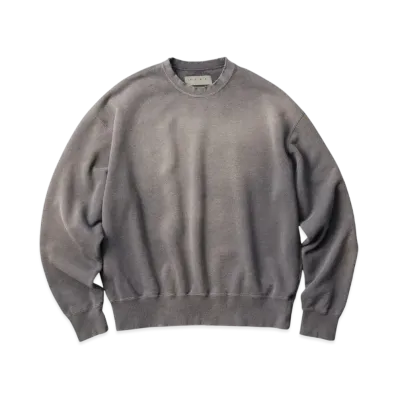 KURO Used Dyed Damage Crew Neck Sweat "Black"