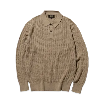 BEAMS Knit Polo Cable "Beige"