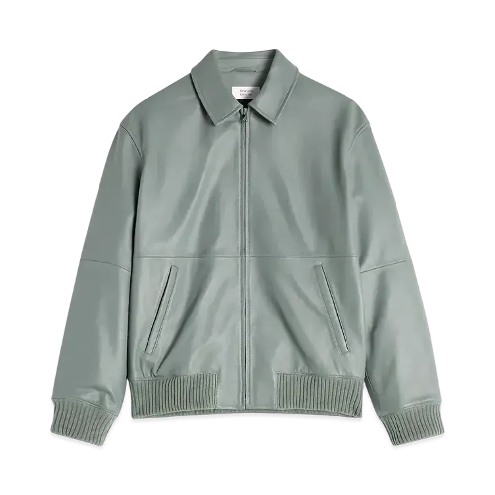 Maison Kitsune Zip Leather Blouson "Lead"