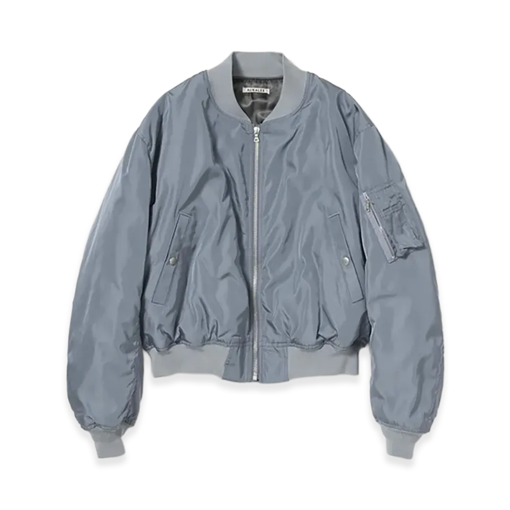 AURALEE Women's High Density Silk Twill Flight Blouson "Blue Gray"