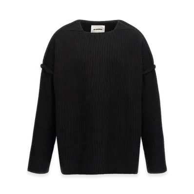 Jil Sander Geometric Neckline Sweater "Black"