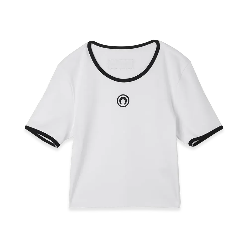 Marine Serre Moon Logo Jersey Cropped Top "White"