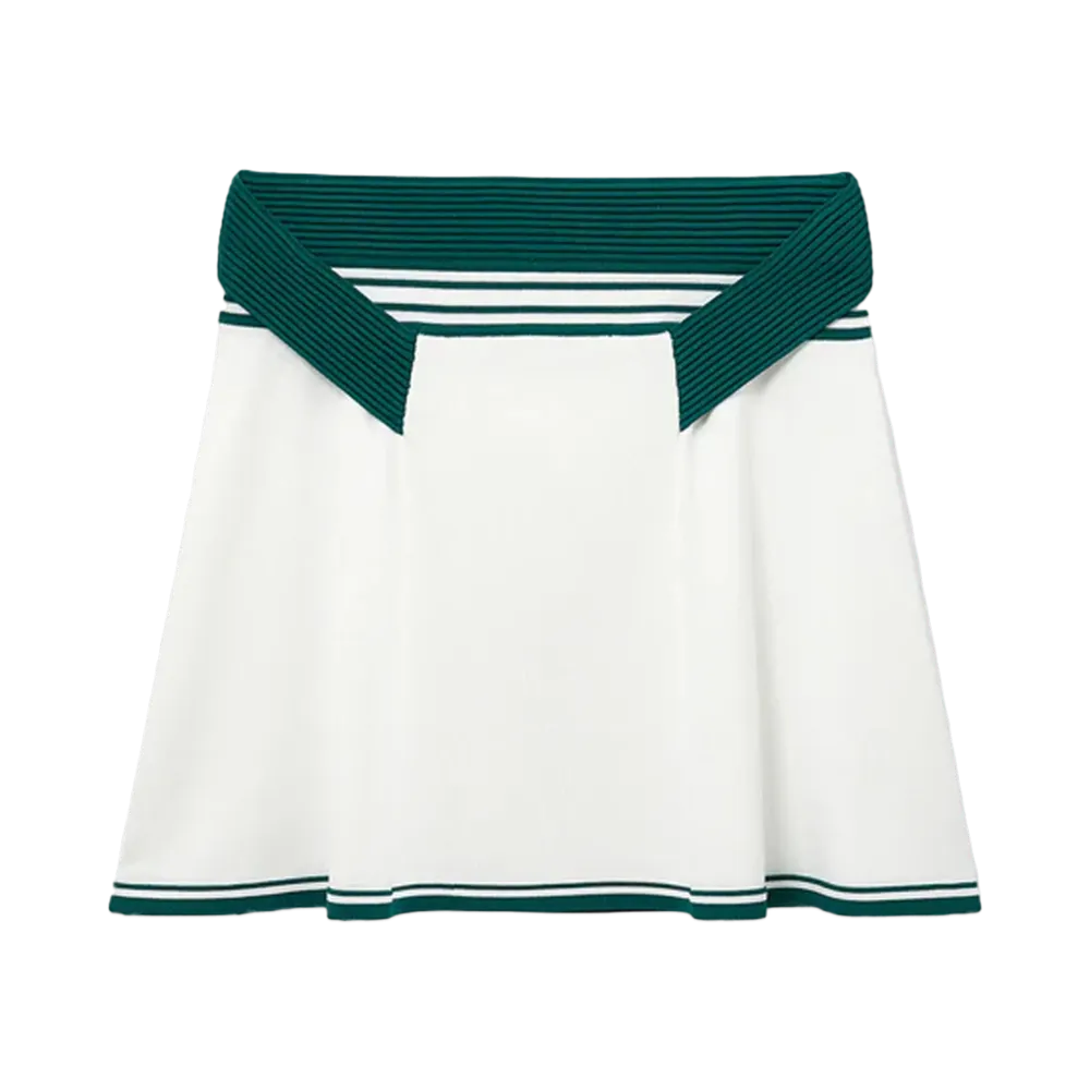 Casablanca Draped Tennis Skirt "White, Green"