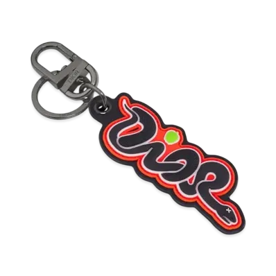 Dior x KAWS Key Ring Grained Calfskin with Rubber "Vermilion Red/Navy Blue"